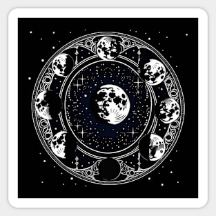 Moon phases black celestial night sky Sticker